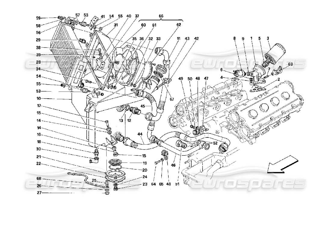 ferrari mondial 3.4 t coupe/cabrio sistema de lubricación diagrama de piezas