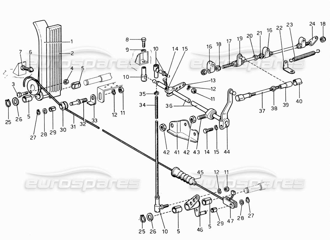 ferrari 206 gt dino (1969) diagrama de piezas de la mesa de control del acelerador