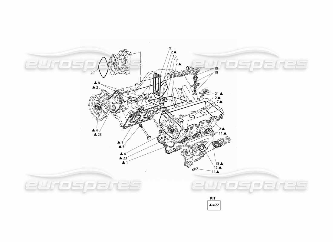 maserati qtp v6 evoluzione diagrama de piezas de revisión de juntas y sellos para cabezales