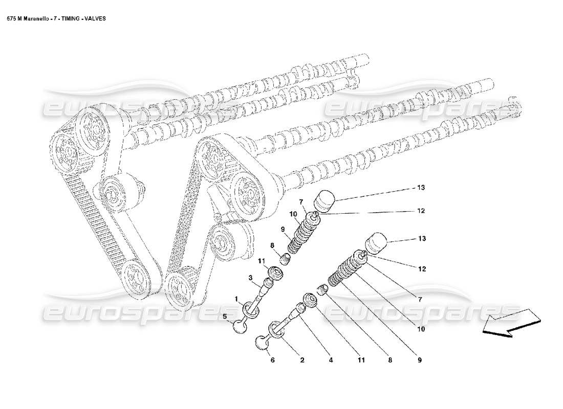 ferrari 575m maranello diagrama de piezas de válvulas de sincronización
