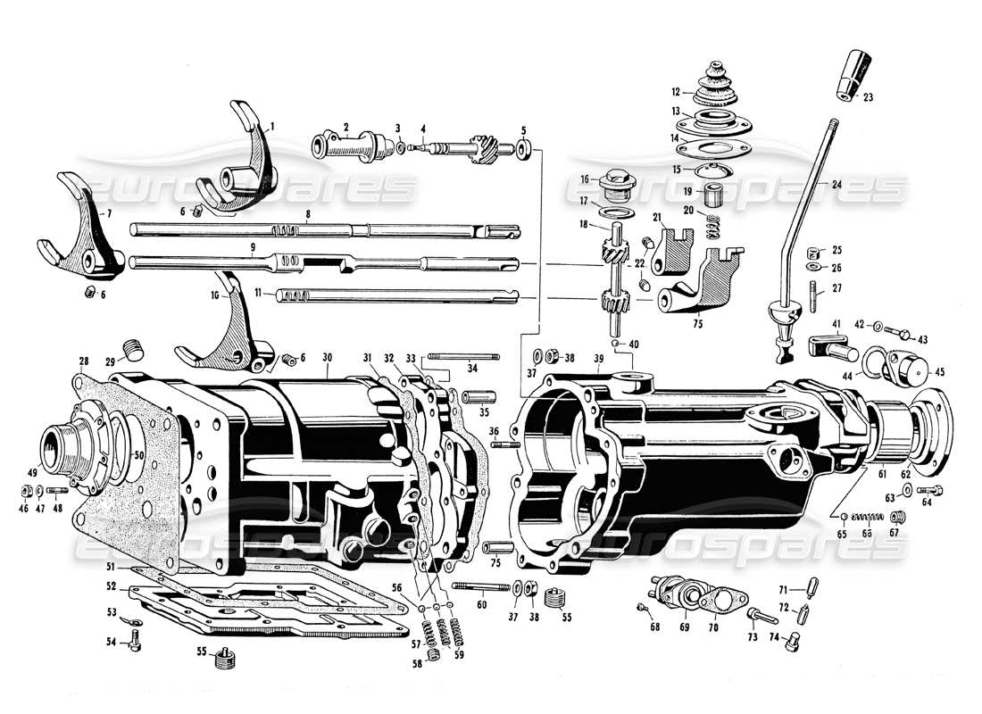 maserati mistral 3.7 diagrama de piezas de la carcasa de la transmisión (s5 17)
