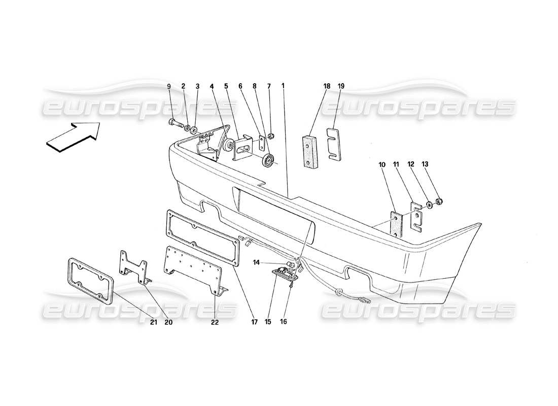 ferrari 348 (1993) tb / ts diagrama de piezas del parachoques trasero