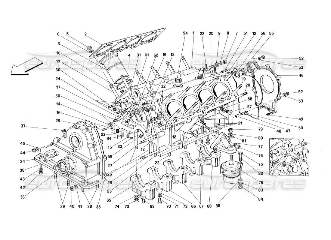 ferrari 348 (1993) tb / ts crankcase diagrama de piezas