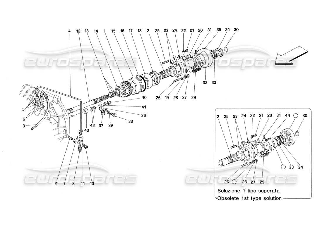 ferrari 348 (1993) tb / ts embrague - diagrama de piezas de controles