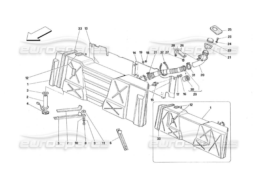 ferrari 348 (1993) tb / ts diagrama de piezas del tanque de combustible