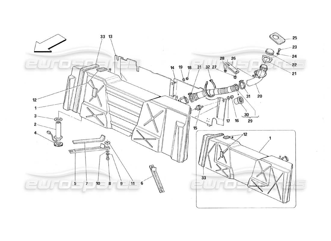 ferrari 348 (1993) tb / ts depósito de combustible diagrama de piezas