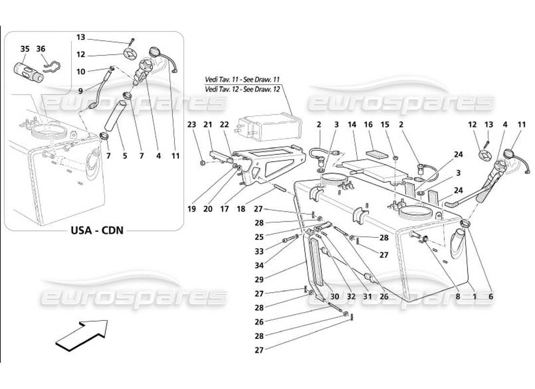 maserati 4200 coupe (2005) diagrama de piezas de unión y tanques de combustible
