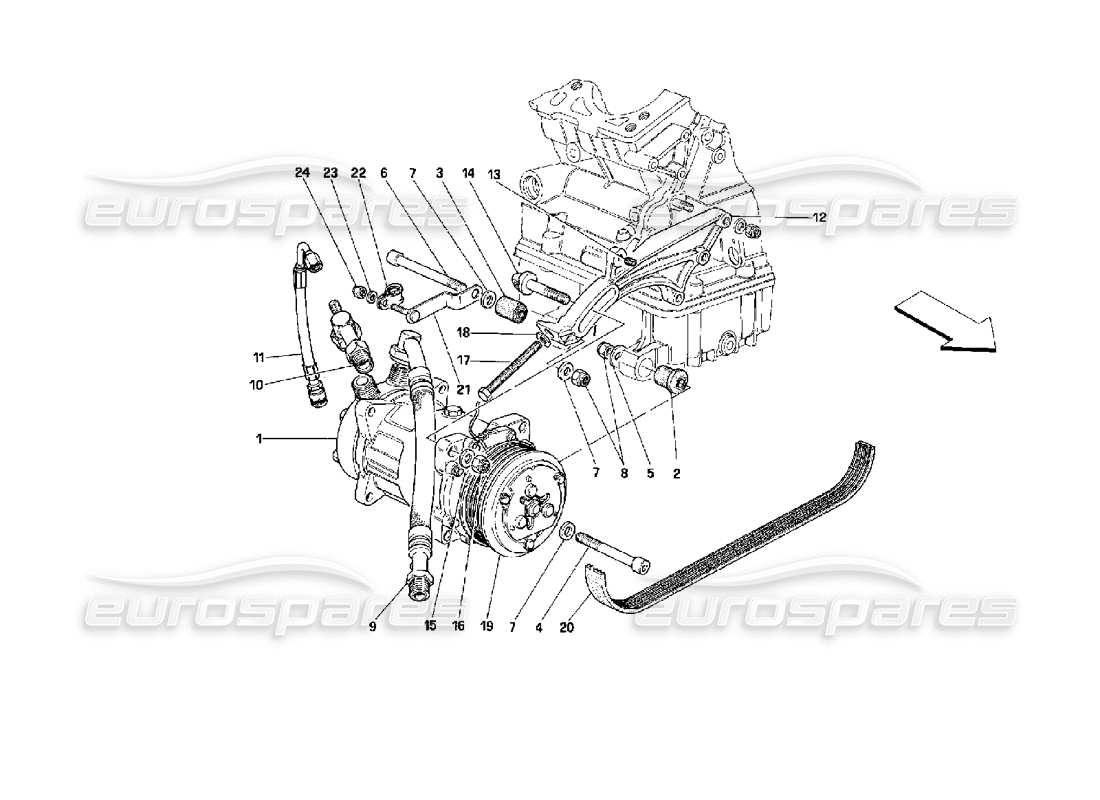 ferrari mondial 3.4 t coupe/cabrio compresor de aire acondicionado diagrama de piezas