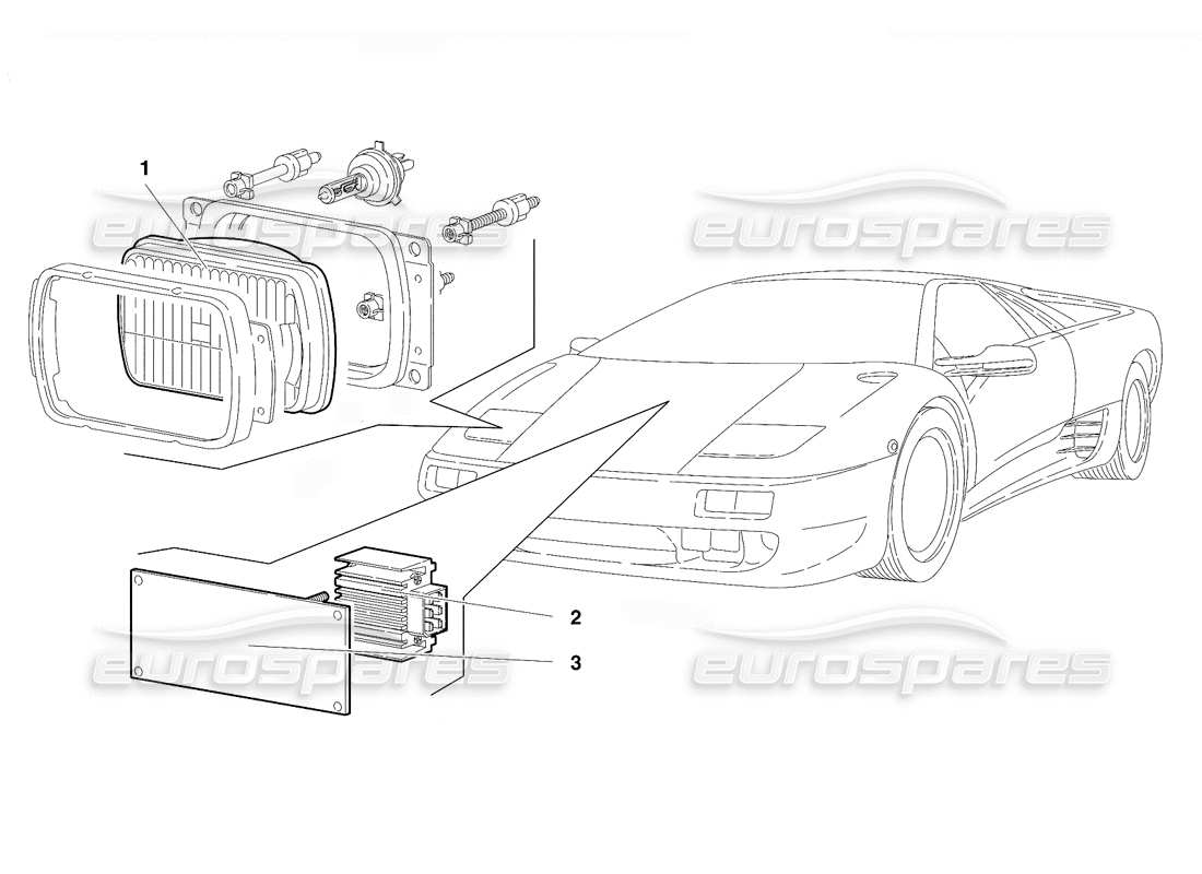 lamborghini diablo vt (1994) luces (válido para la versión rh d. - abril 1994) diagrama de piezas