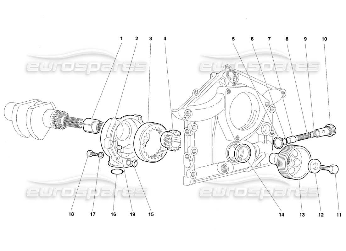 lamborghini diablo vt (1994) bomba de aceite del motor diagrama de piezas