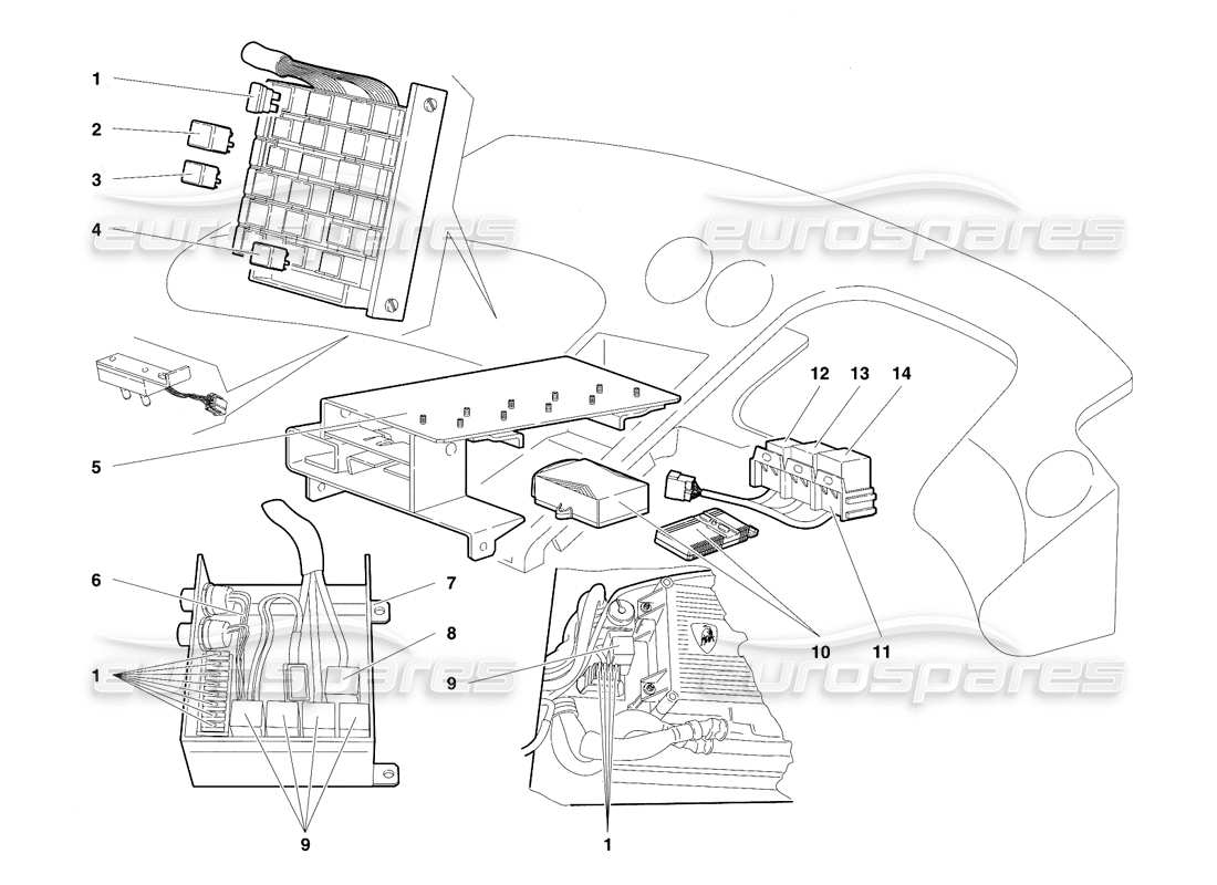 lamborghini diablo vt (1994) sistema eléctrico (válido para versión rh d. - abril 1994) diagrama de piezas