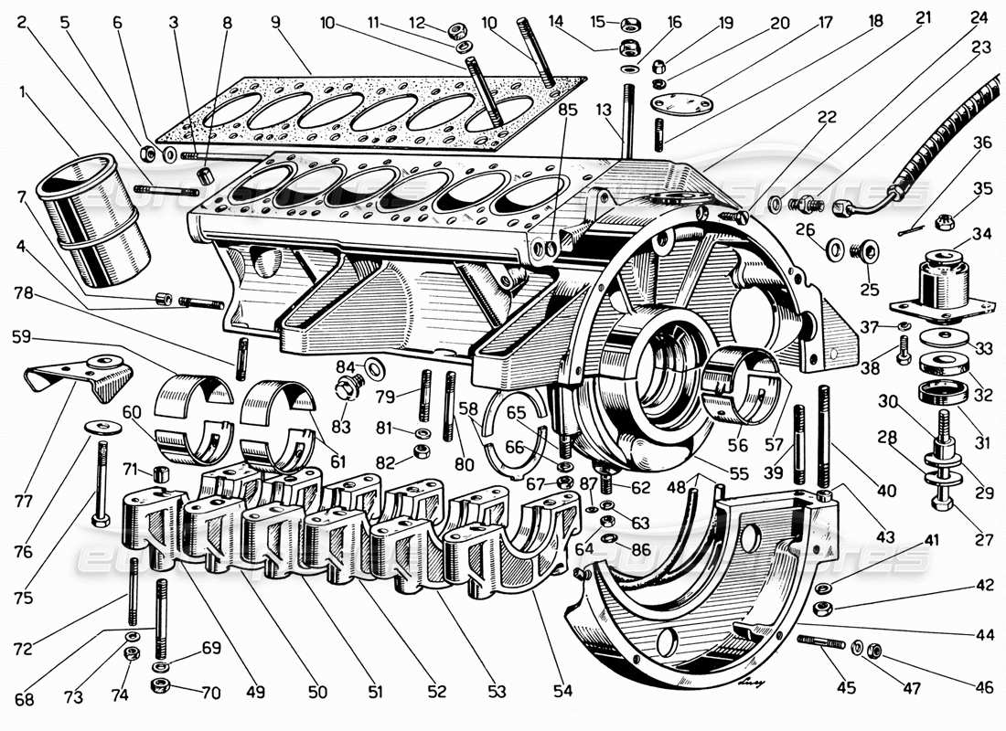 ferrari 330 gt 2+2 crankcase diagrama de piezas
