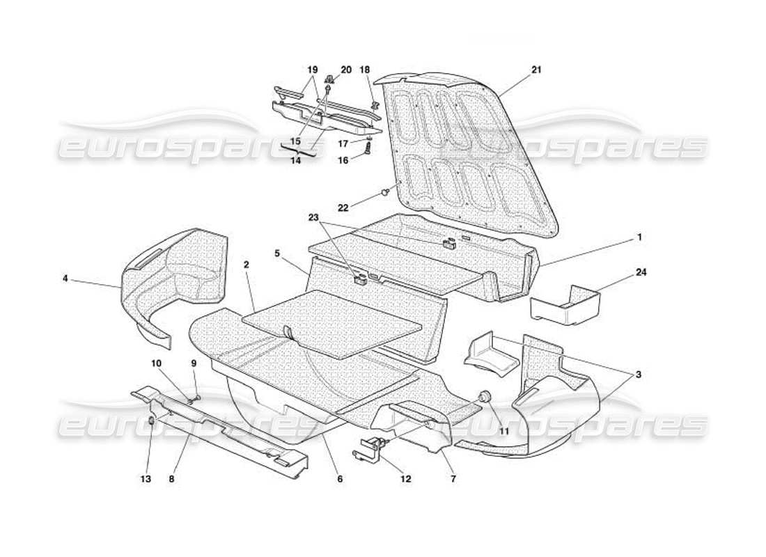 ferrari 550 barchetta diagrama de piezas de tapicería de maletero