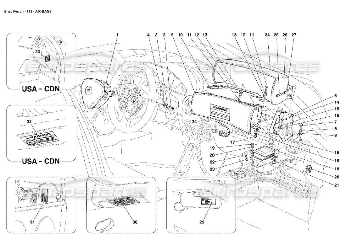 ferrari enzo bolsas de aire diagrama de piezas