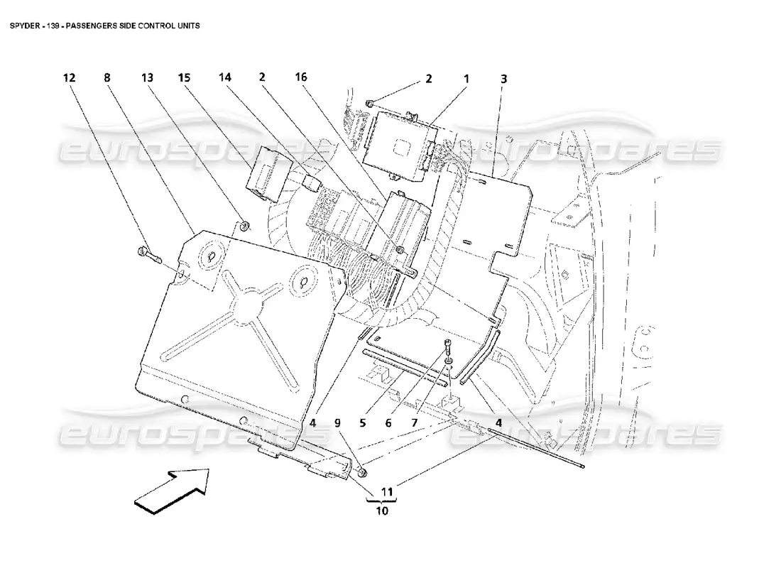 maserati 4200 spyder (2002) unidades de control del lado del pasajero diagrama de piezas
