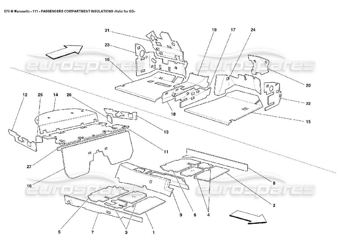 ferrari 575m maranello aislamientos del habitáculo válido para gd esquema de piezas