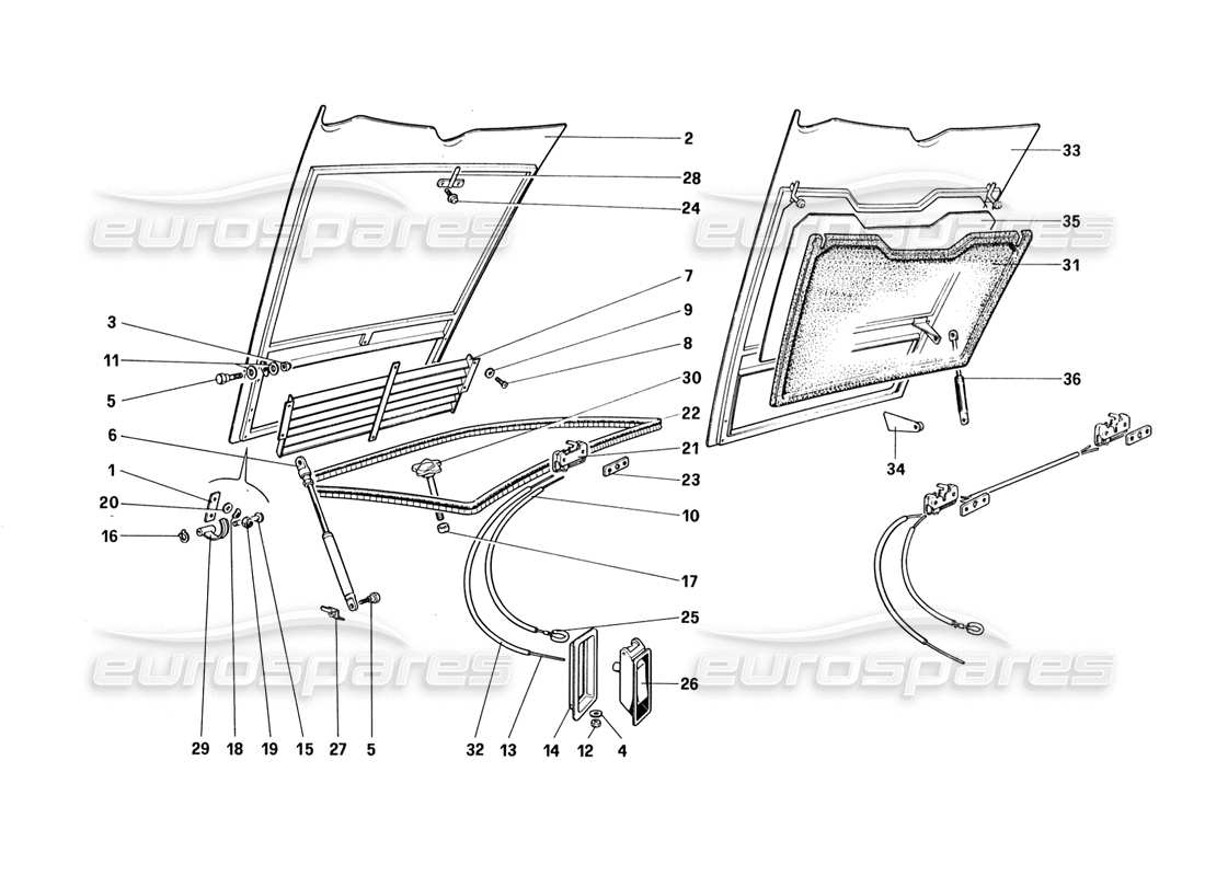 ferrari 328 (1988) front compartment lid diagrama de piezas