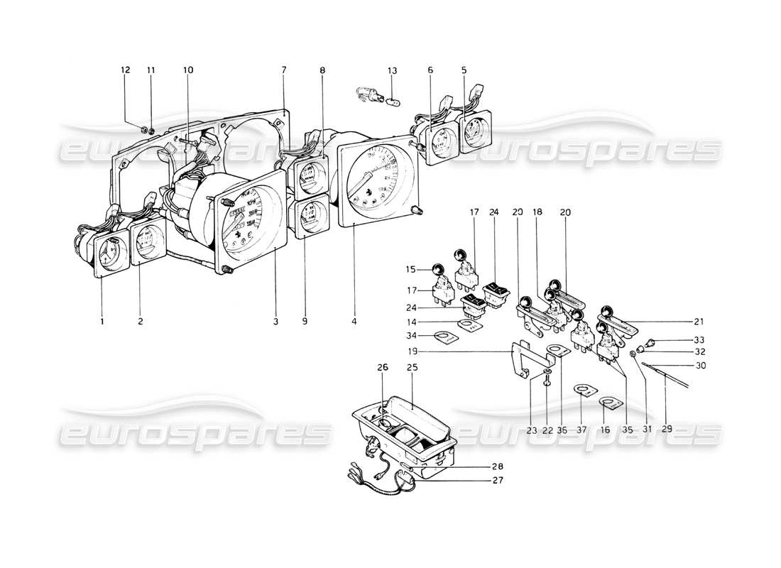 ferrari 512 bb instrumentos y accesorios diagrama de piezas