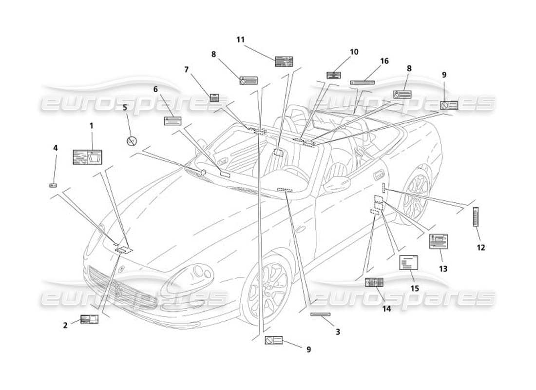maserati 4200 spyder (2005) platos diagrama de piezas
