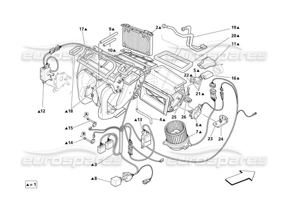 maserati 4200 spyder (2005) diagrama de piezas del grupo del evaporador