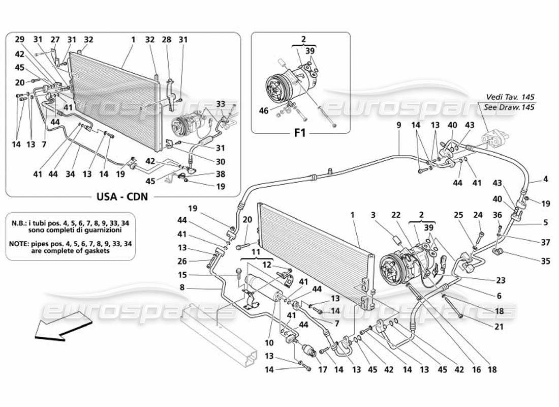maserati 4200 spyder (2005) sistema de aire acondicionado diagrama de piezas