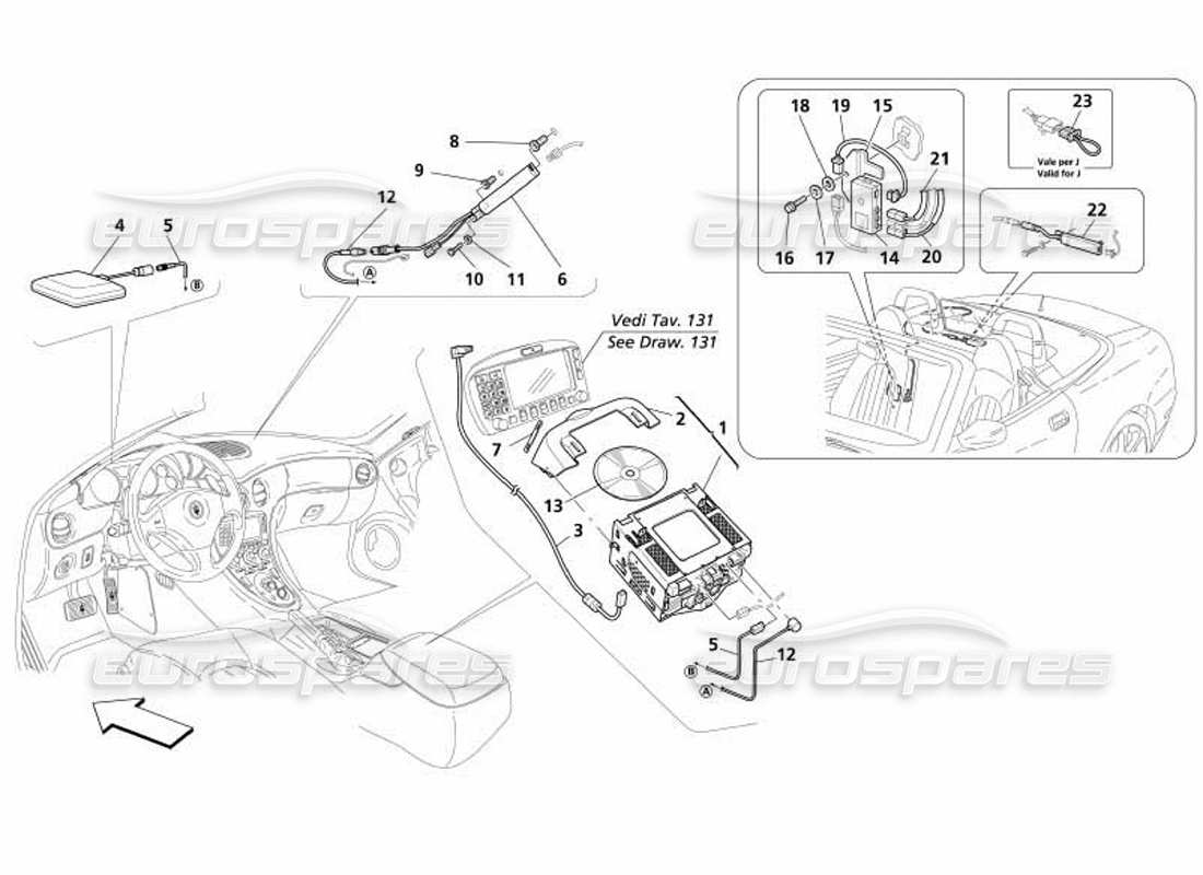 maserati 4200 spyder (2005) sistema estéreo del coche diagrama de piezas
