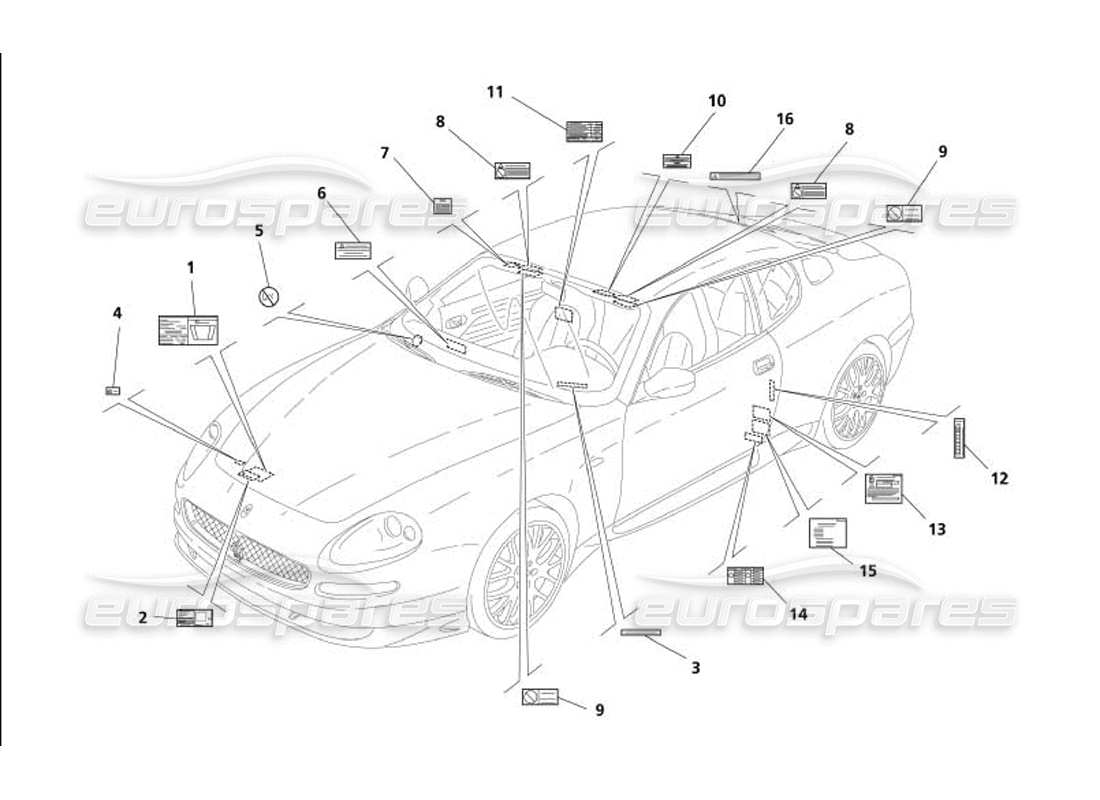 maserati 4200 gransport (2005) placas diagrama de piezas