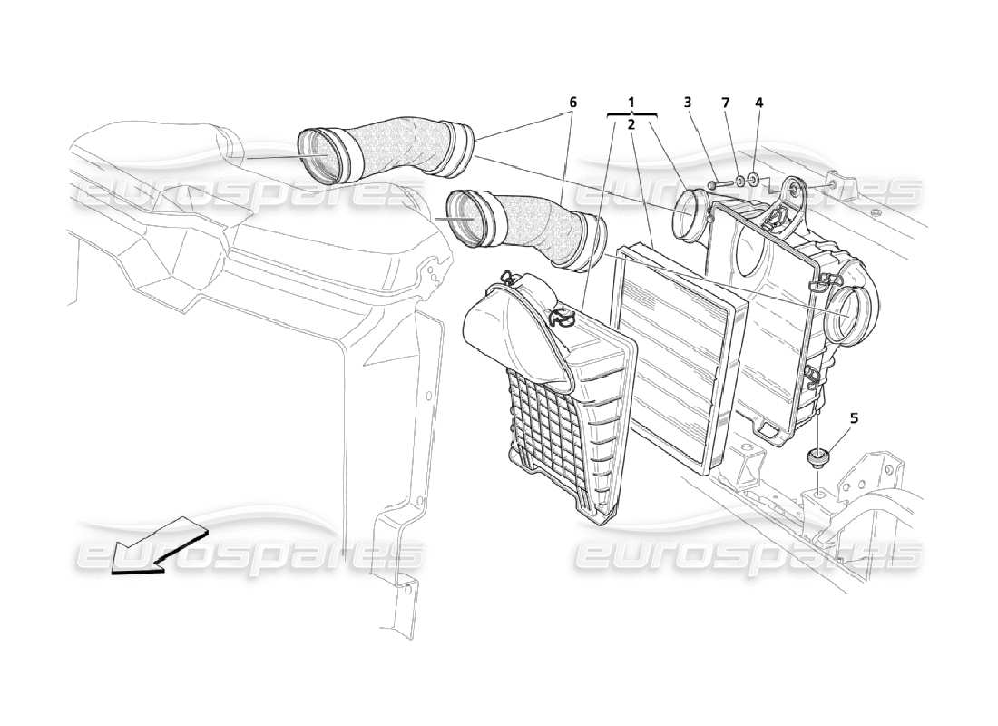 maserati qtp. (2006) 4.2 diagrama de piezas del filtro, admisión y transportador de aire