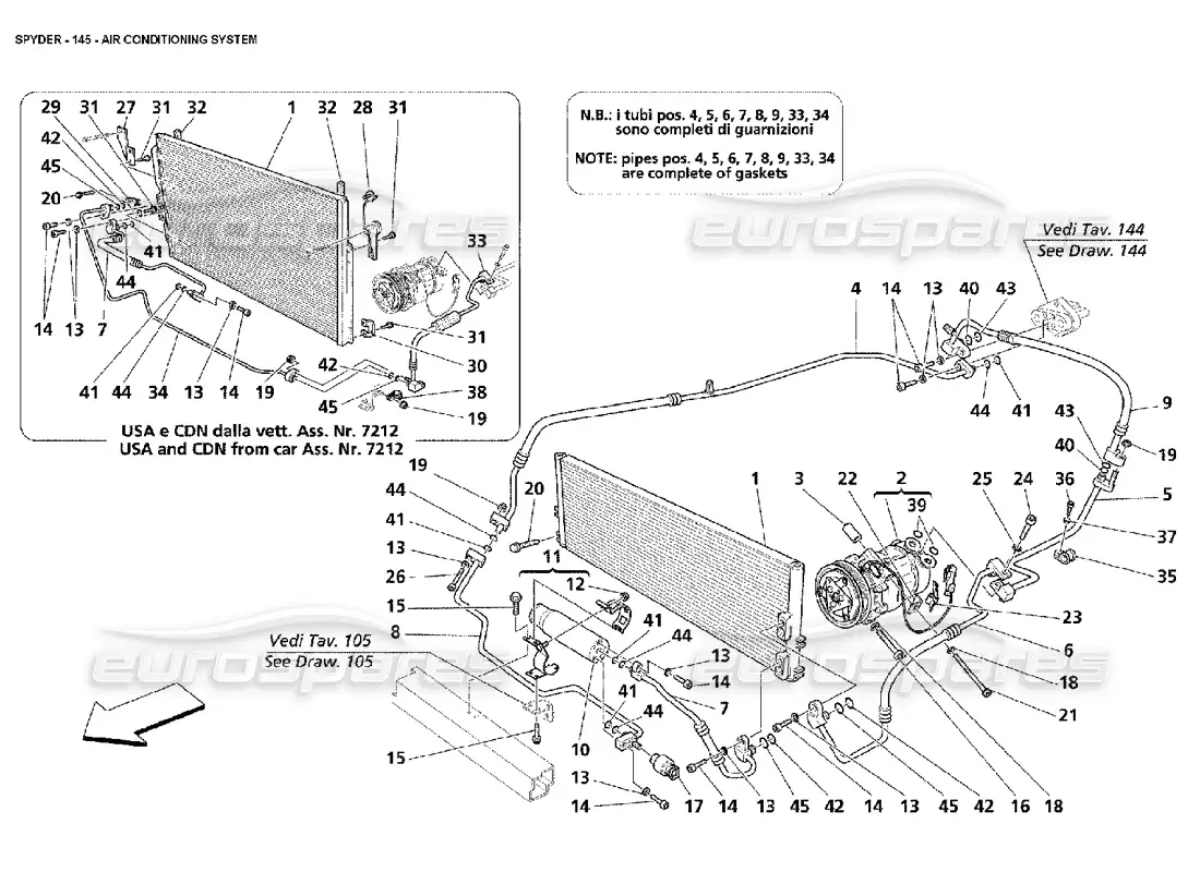 maserati 4200 spyder (2002) sistema de aire acondicionado diagrama de piezas