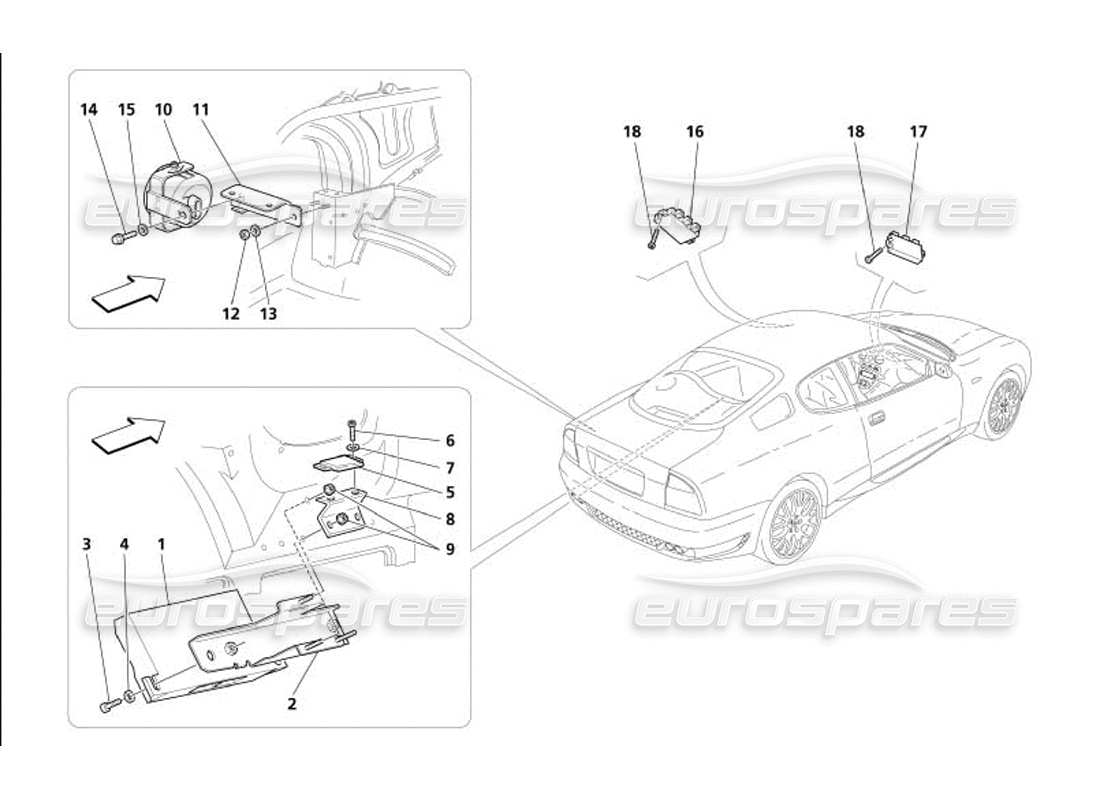 maserati 4200 gransport (2005) diagrama de piezas de dispositivos y tableros eléctricos antirrobo