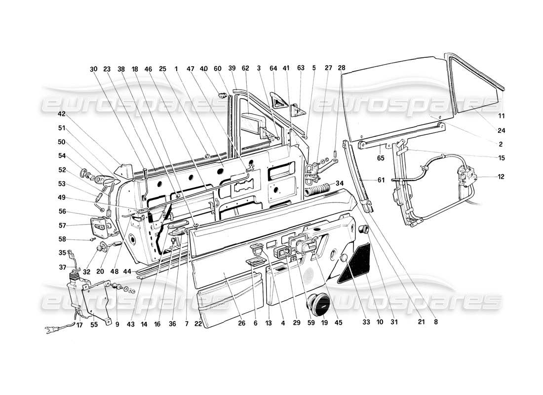 ferrari mondial 3.2 qv (1987) puertas - cabriolé diagrama de piezas