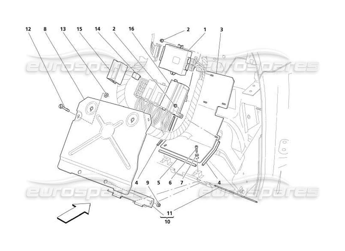 maserati 4200 coupe (2005) diagrama de piezas de las unidades de control del lado del pasajero