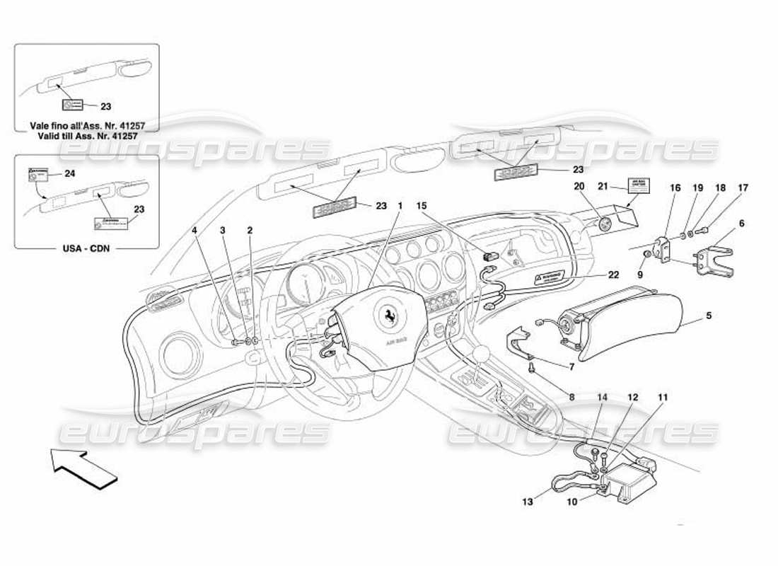 ferrari 550 barchetta diagrama de piezas de las bolsas de aire