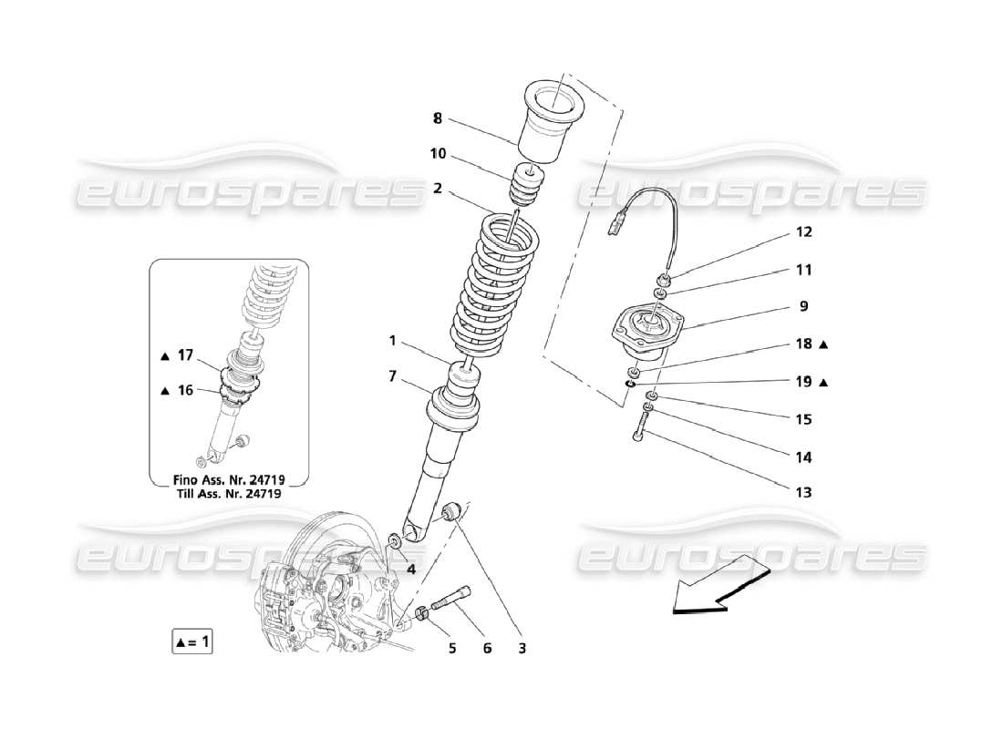 maserati qtp. (2006) 4.2 piezas de suspensión trasera diagrama de piezas