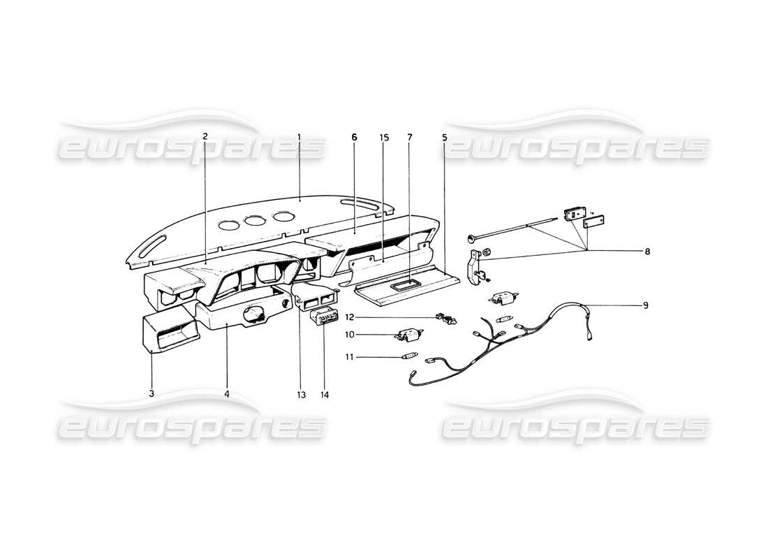 ferrari 512 bb tablero de instrumentos diagrama de piezas