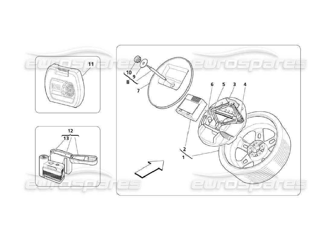 maserati qtp. (2006) 4.2 herramientas y accesorios diagrama de piezas