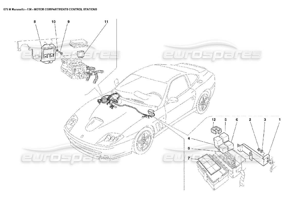 ferrari 575m maranello estaciones de control de los compartimentos del motor diagrama de piezas