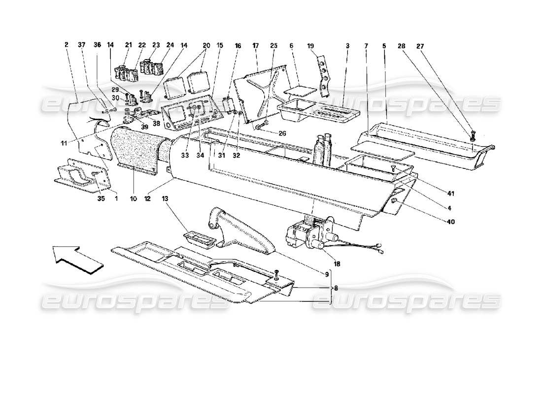 ferrari 512 tr túnel central -válido para usa- esquema de piezas