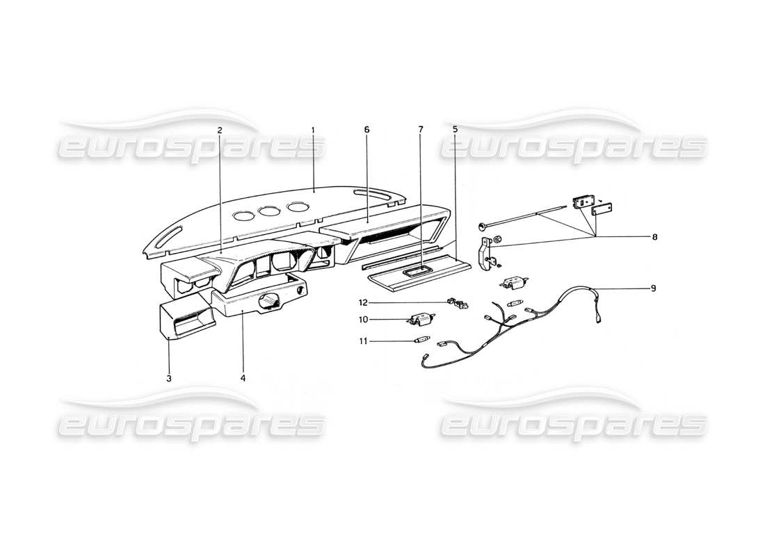 ferrari 365 gt4 berlinetta boxer tablero de instrumentos diagrama de piezas