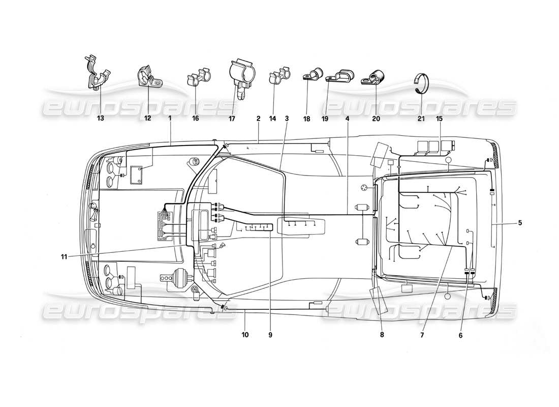 ferrari testarossa (1987) sistema electrico diagrama de piezas