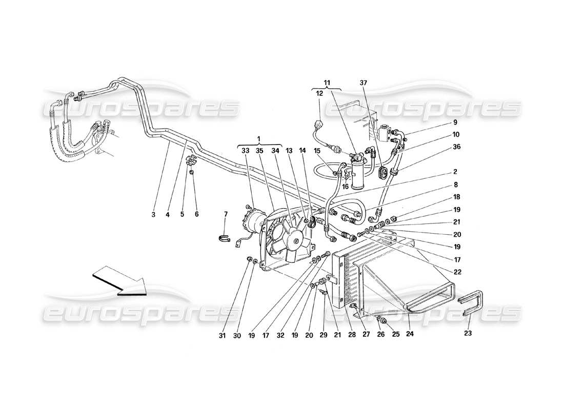 ferrari 348 (1993) tb / ts diagrama de piezas del sistema de aire acondicionado