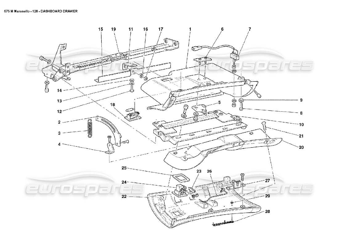 ferrari 575m maranello diagrama de piezas del cajón del tablero