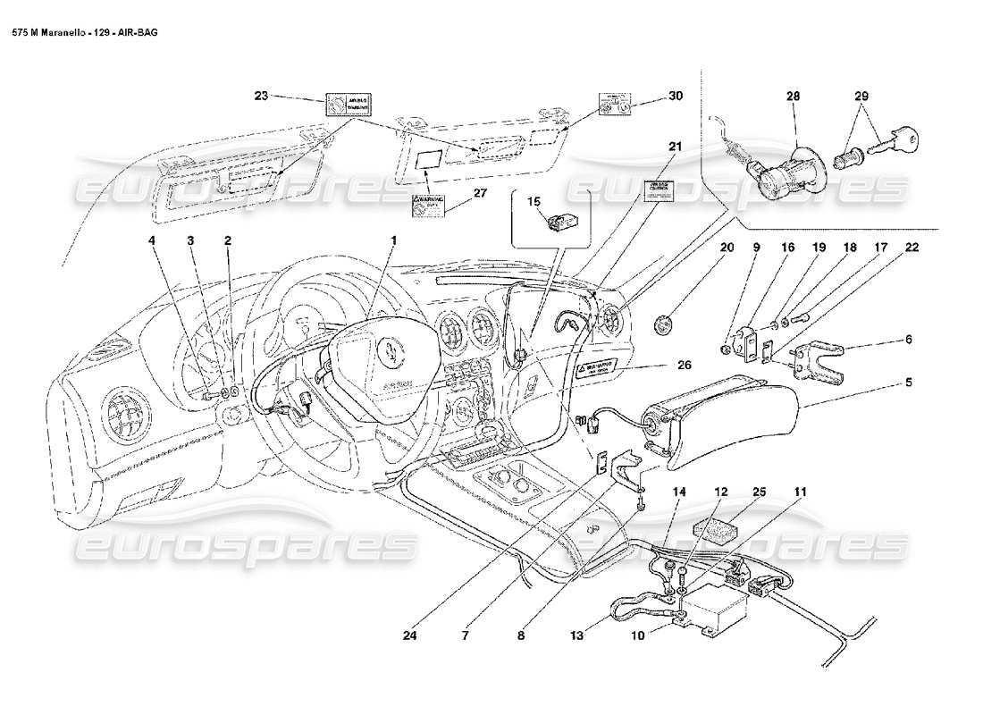 ferrari 575m maranello diagrama de piezas de la bolsa de aire