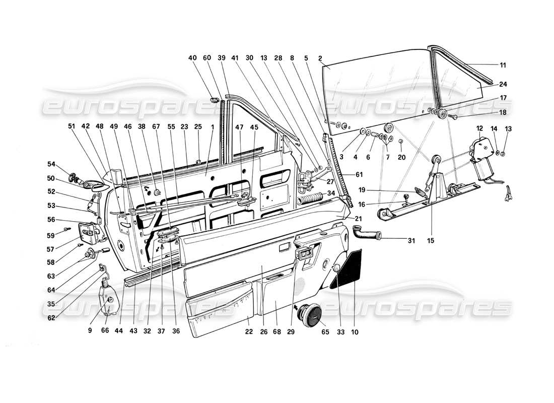 ferrari mondial 3.0 qv (1984) puertas - diagrama de piezas cabriolet