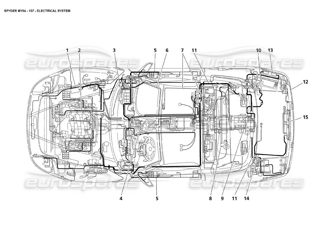 maserati 4200 spyder (2004) sistema eléctrico diagrama de piezas
