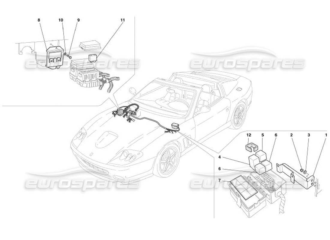 ferrari 575 superamerica estaciones de control de los compartimentos del motor diagrama de piezas