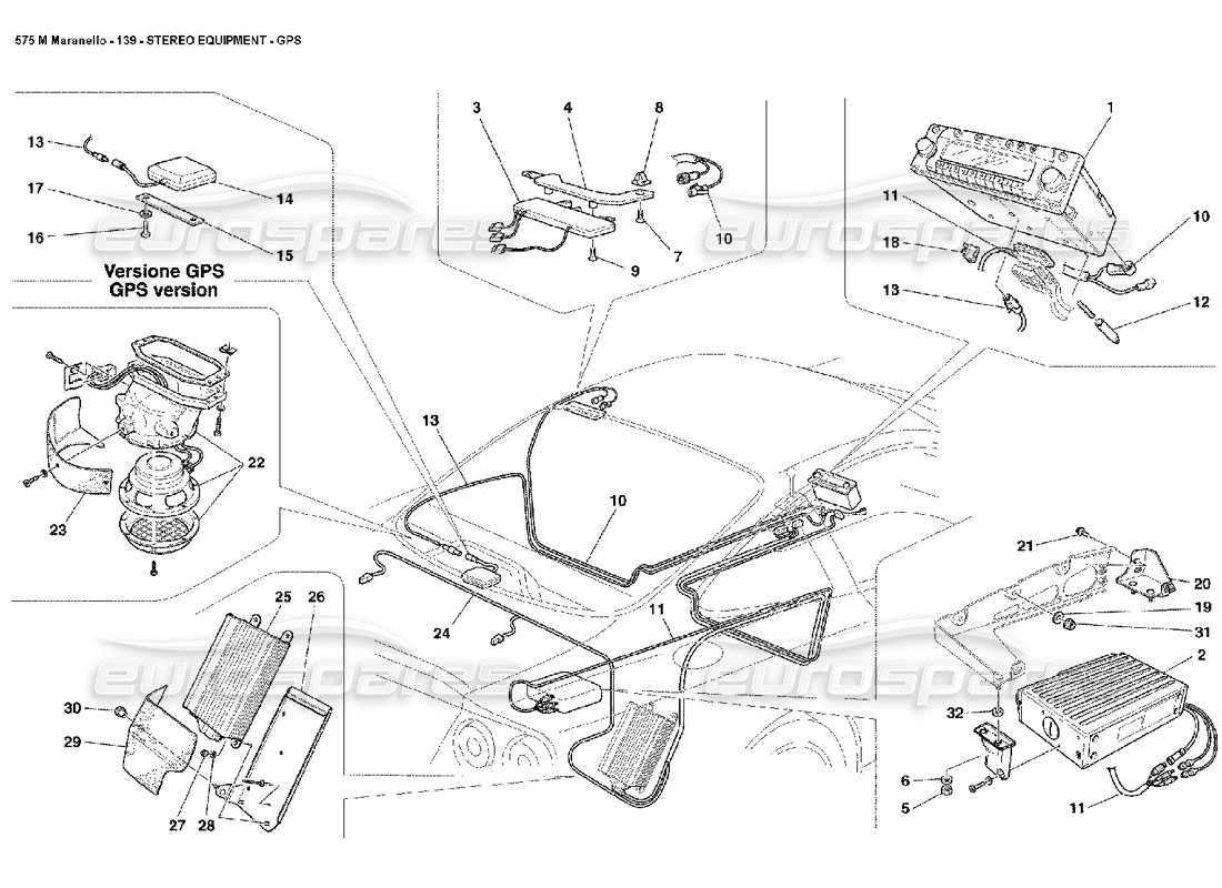 ferrari 575m maranello diagrama de piezas del gps del equipo estéreo