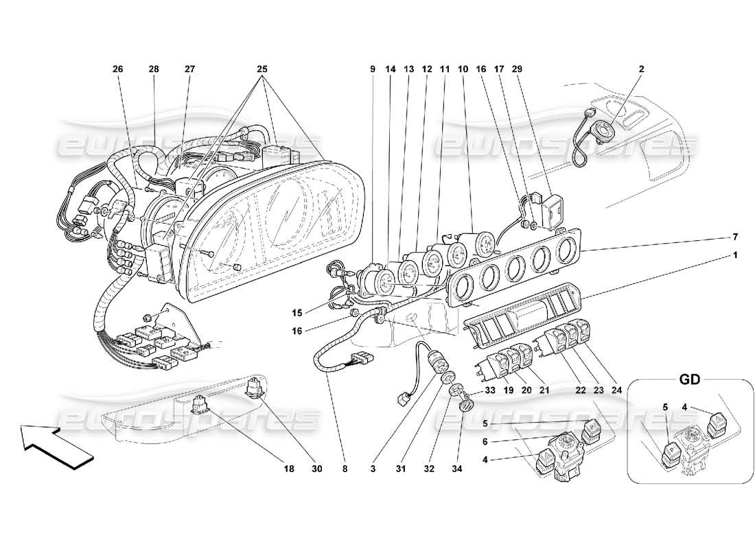 ferrari 456 gt/gta instruments diagrama de piezas