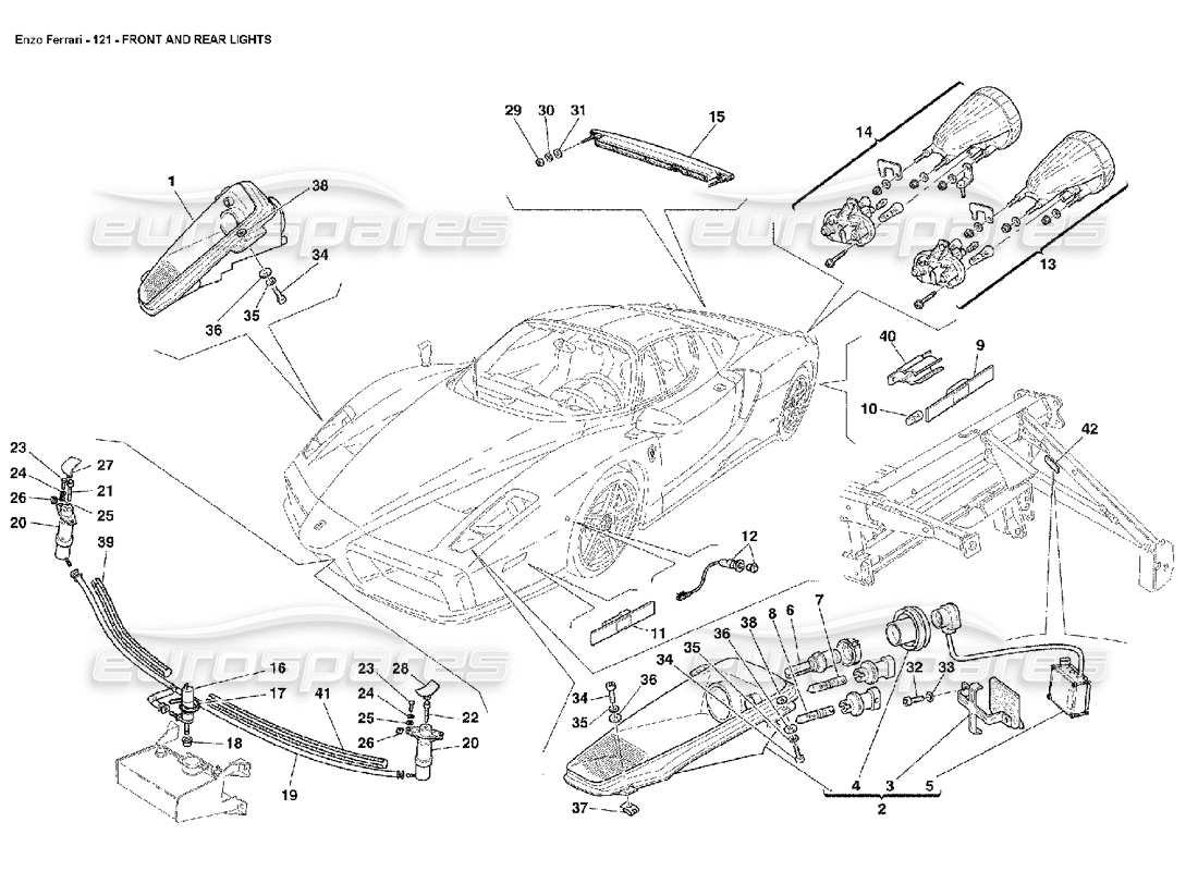 ferrari enzo luces delanteras y traseras diagrama de piezas