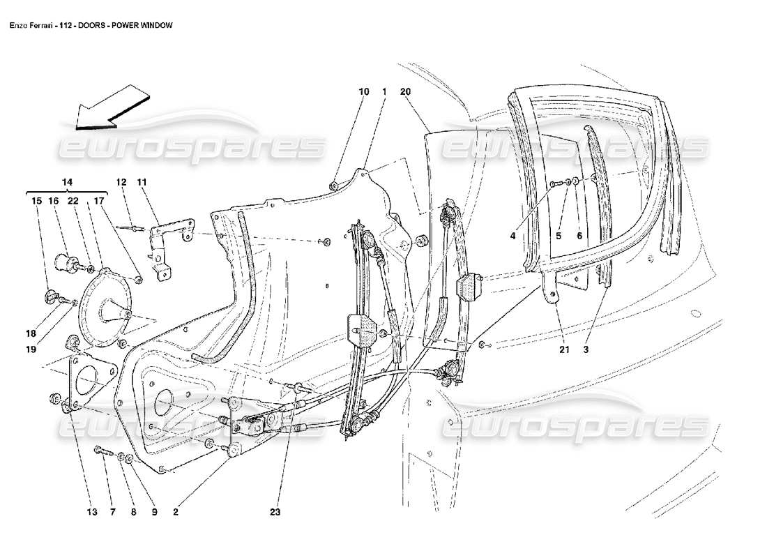 ferrari enzo puertas - ventana eléctrica diagrama de piezas